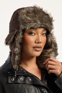 Snowdrift Faux Fur Trapper Brown