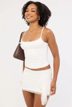 Soho Polka Mesh Mini Skirt White