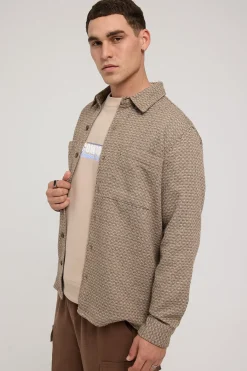 Soho Textured Overshirt Brown Marle