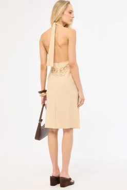 Solana Midi Dress Beige Plaid