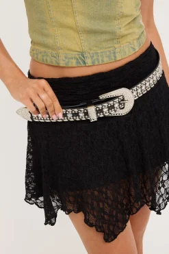 Solder Studded Rhinestone Belt Black
