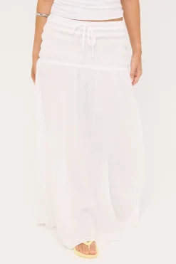 Solene Shirred Maxi Skirt White
