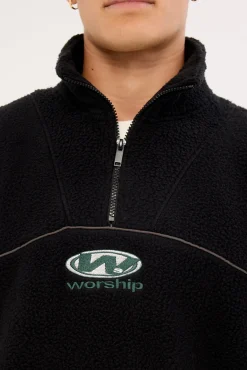 Sonic Quarter Zip Sherpa Fleece Black