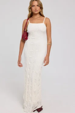 Soraka Lace Up Back Midi Dress White