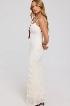 Soraka Lace Up Back Midi Dress White