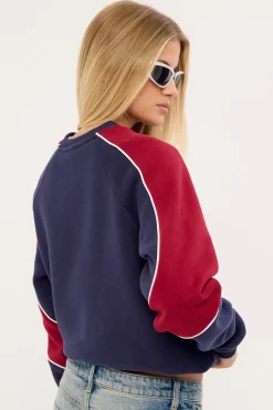 South Of The River Oversize Crew Fleece Navy/Red