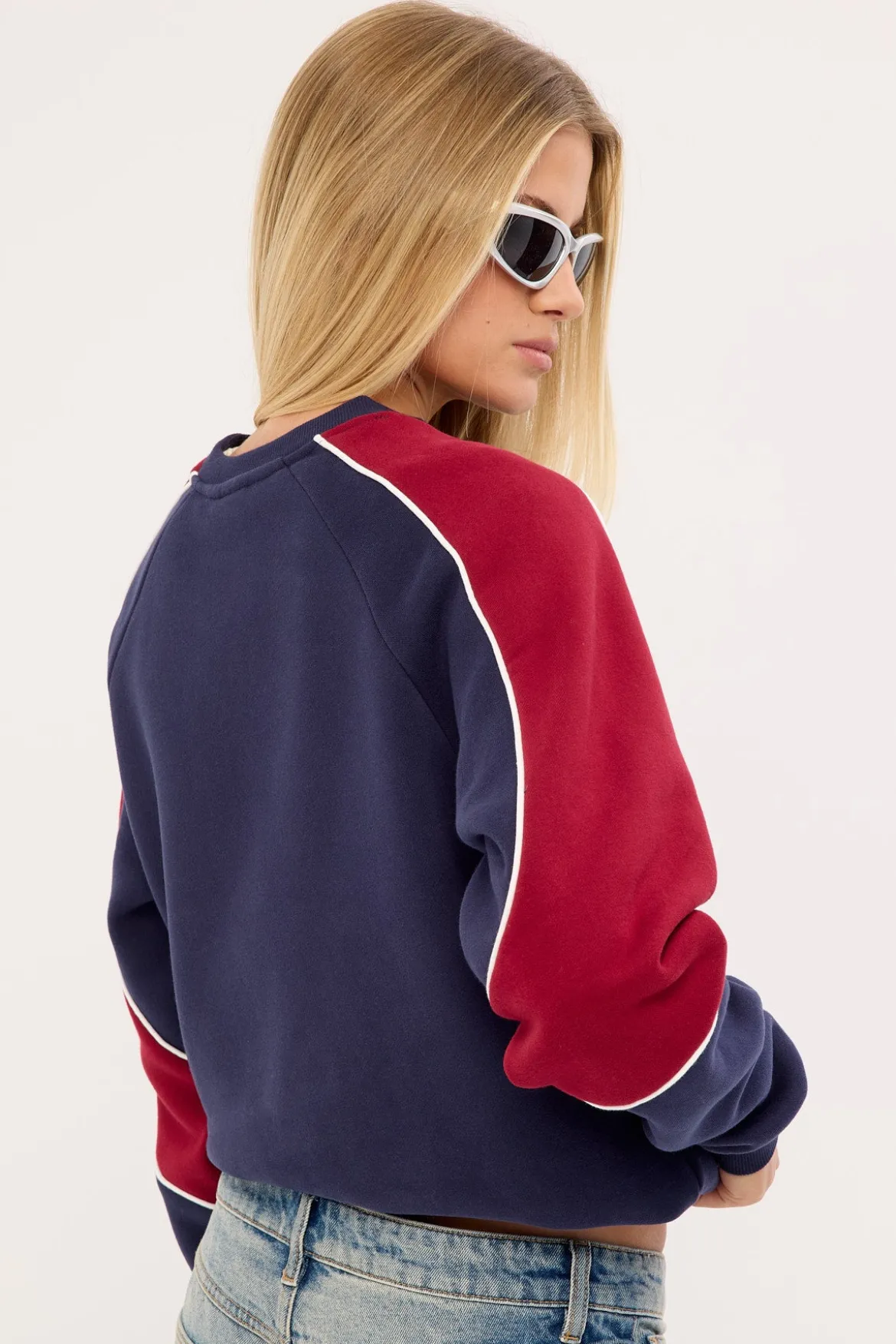 South Of The River Oversize Crew Fleece Navy/Red