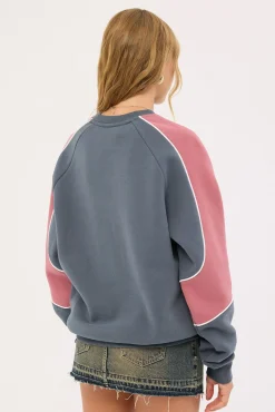 South Of The River Oversize Crew Fleece Washed Blue
