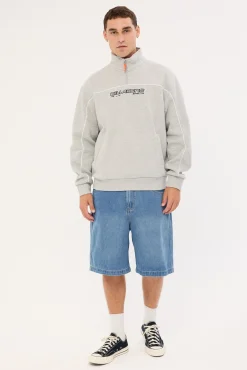 Spec 73 Quarter Zip Fleece Pullover Grey Heather