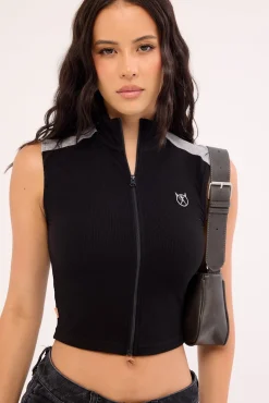 Speed Zip Through Tank Black/Grey