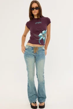 Spider Lily Baby Tee Burgundy