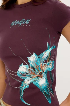 Spider Lily Baby Tee Burgundy