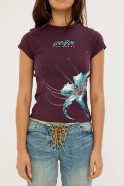 Spider Lily Baby Tee Burgundy