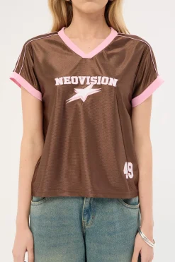 Spirit V Neck Jersey Relaxed Tee Brown
