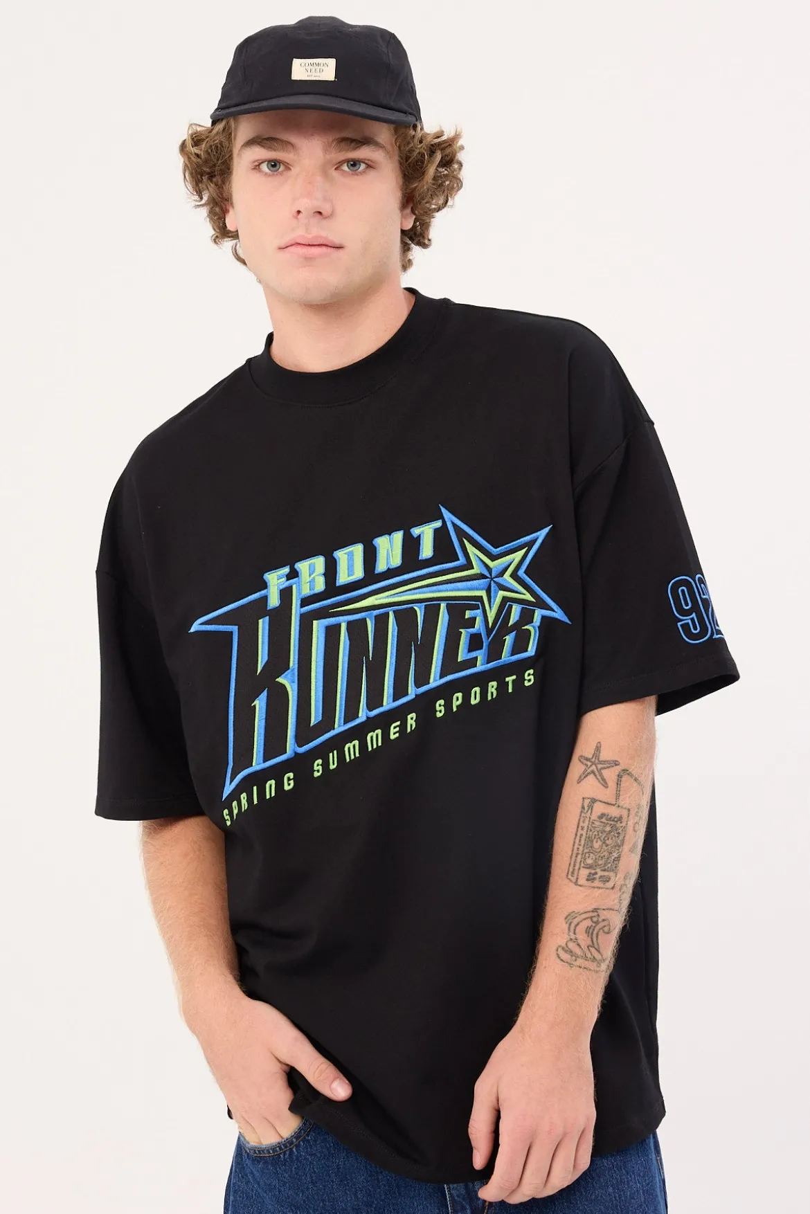 Sports Star Tee Black Aqua