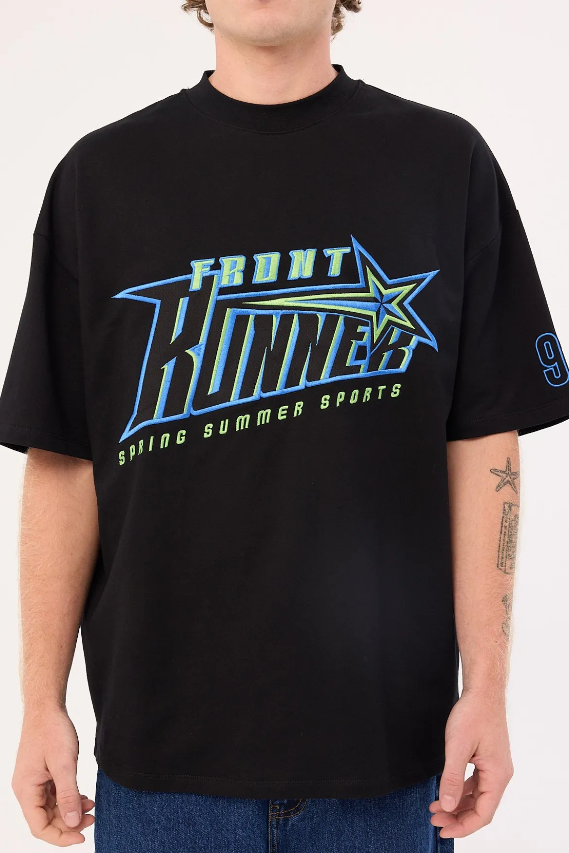 Sports Star Tee Black Aqua