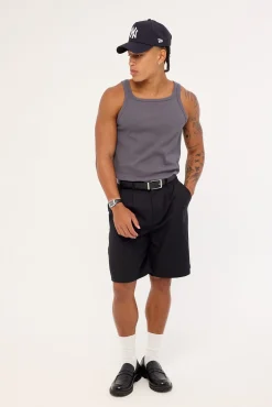 Square Neck Singlet Tank Dark Grey