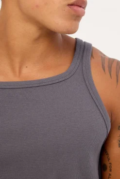 Square Neck Singlet Tank Dark Grey