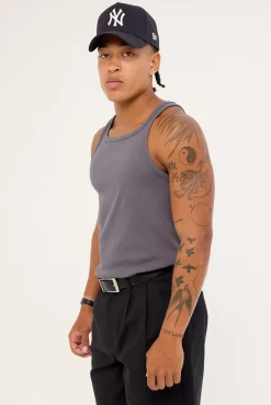 Square Neck Singlet Tank Dark Grey