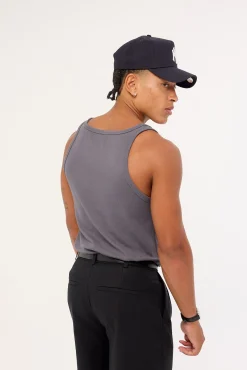 Square Neck Singlet Tank Dark Grey