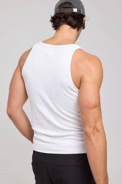 Square Neck Singlet Tank White