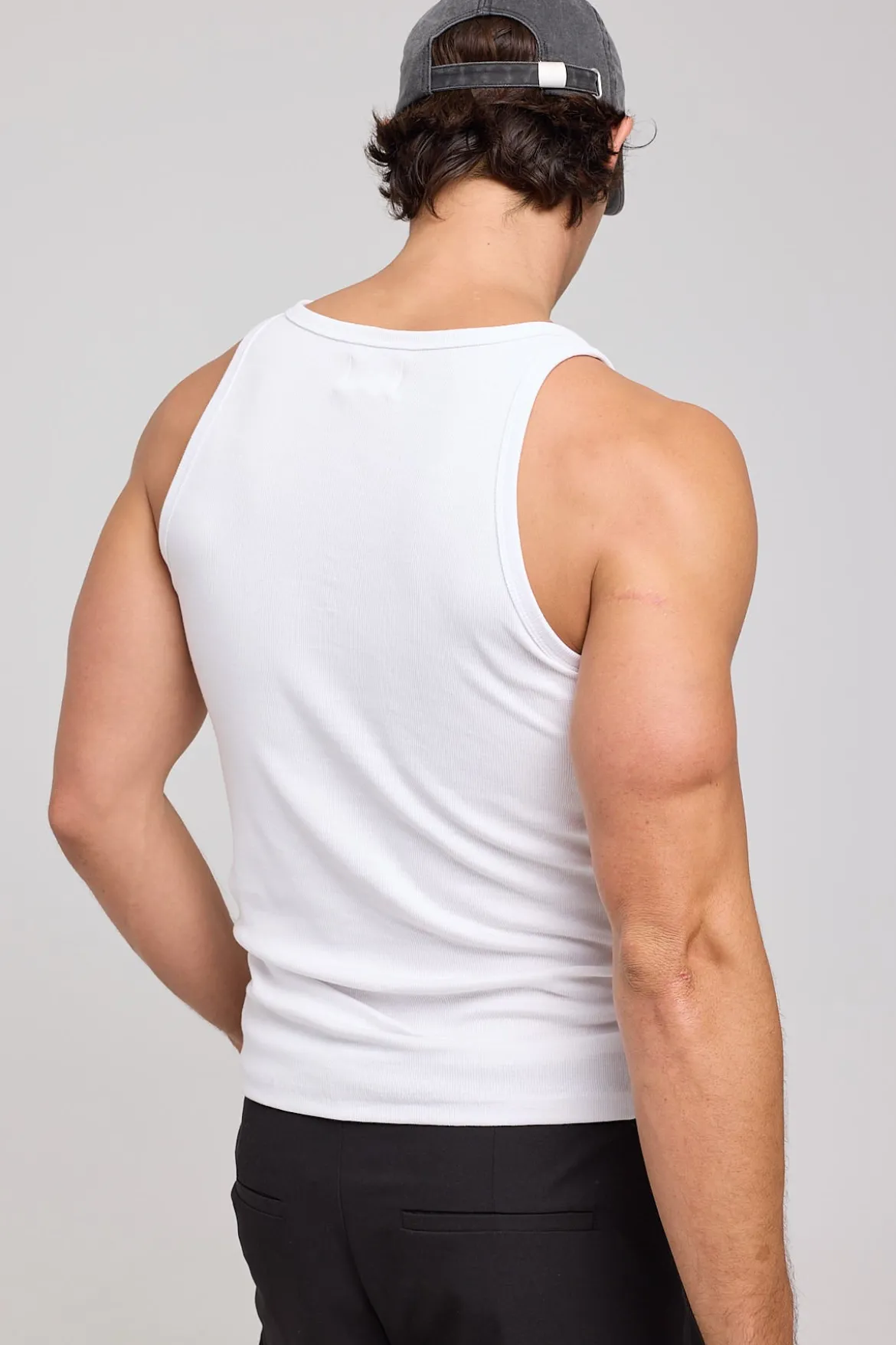 Square Neck Singlet Tank White