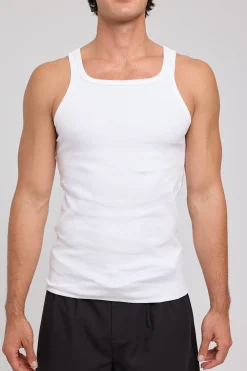 Square Neck Singlet Tank White