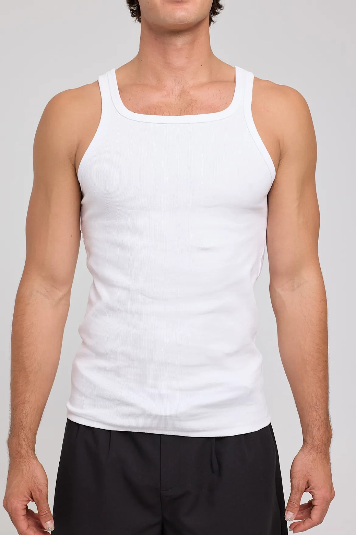 Square Neck Singlet Tank White