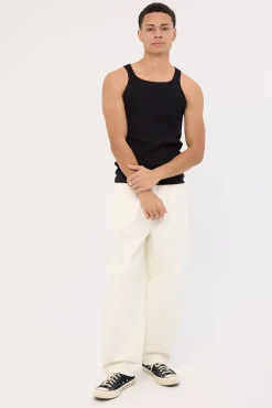 Square Neck Singlet Tank Black