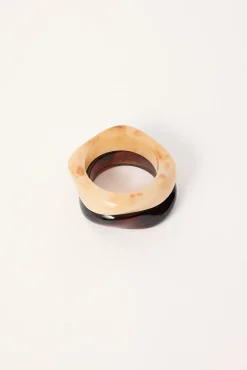 Stacked Resin Bangle 2 Pack Brown