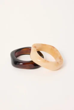 Stacked Resin Bangle 2 Pack Brown