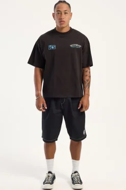 Starched Box Fit Cropped Oversize Tee Black Coffee