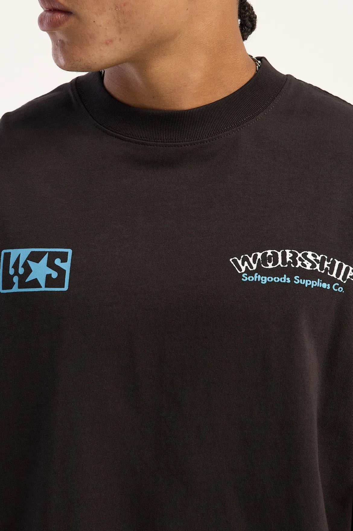Starched Box Fit Cropped Oversize Tee Black Coffee