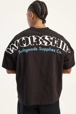 Starched Box Fit Cropped Oversize Tee Black Coffee