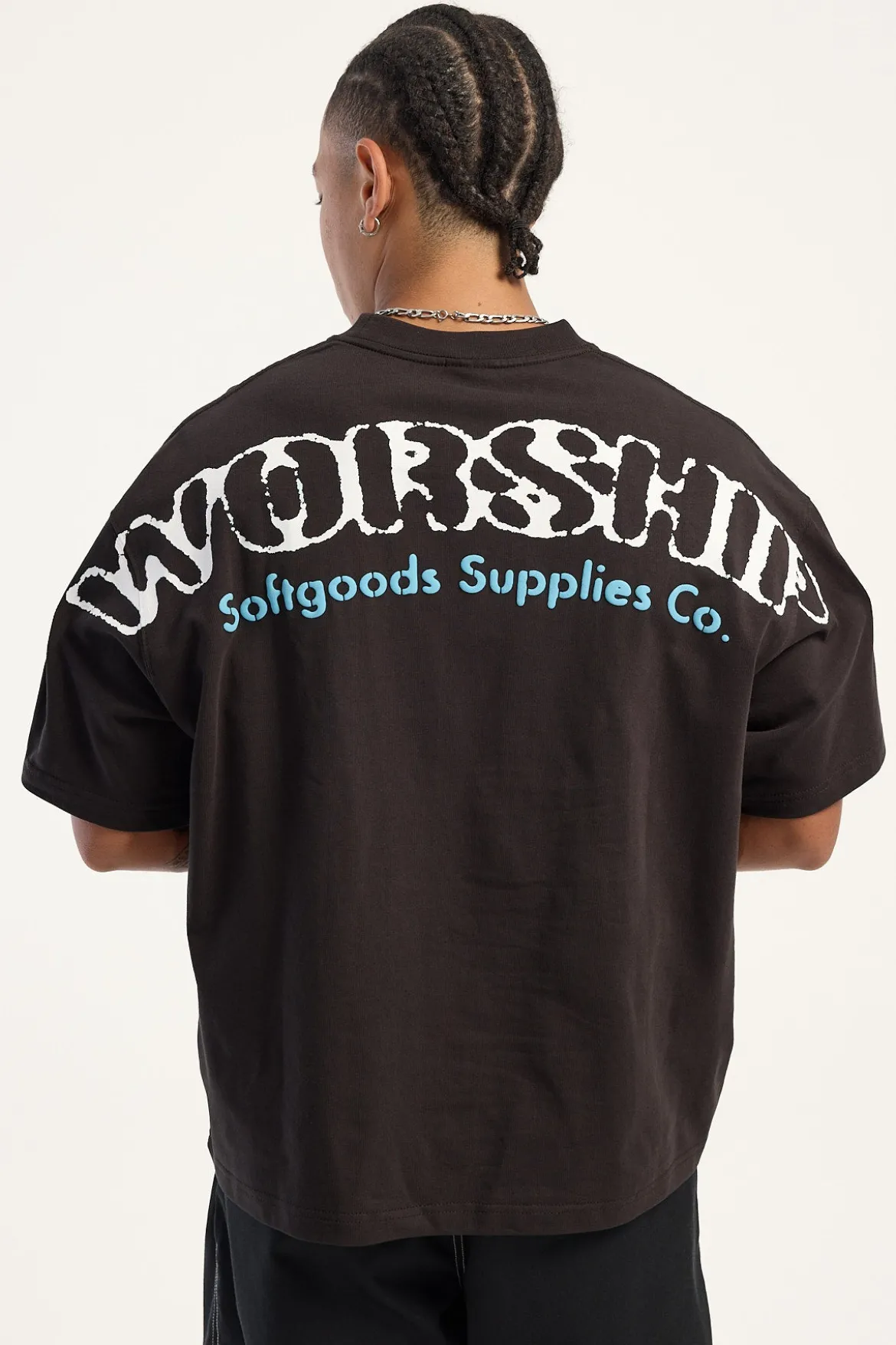 Starched Box Fit Cropped Oversize Tee Black Coffee