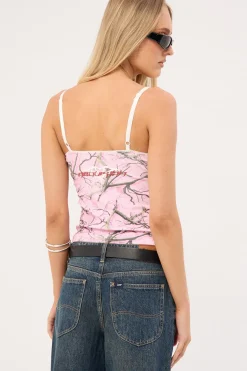 Starlit Camo Lace Ribbon Cami Pink Camo