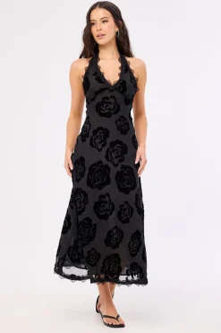 Stars Align Midi Dress Burnt Noir Rose