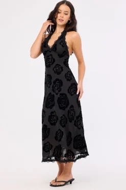 Stars Align Midi Dress Burnt Noir Rose