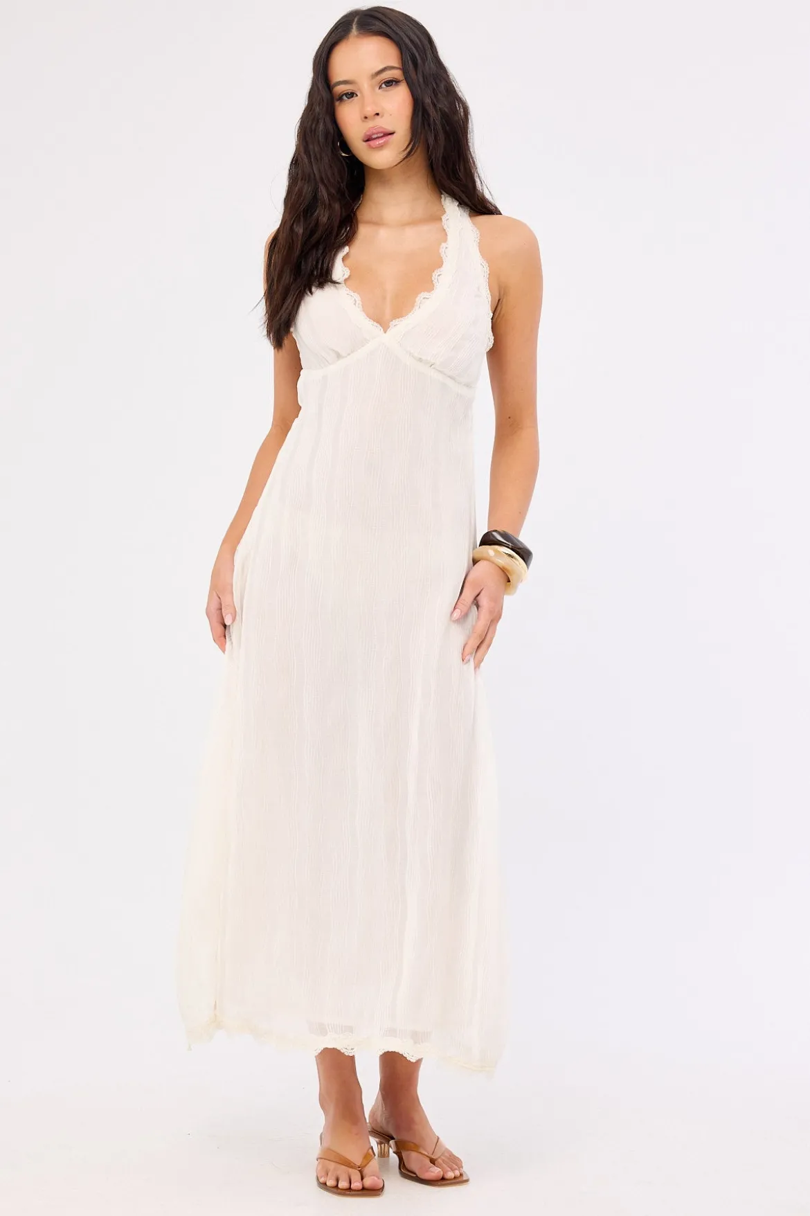 Stars Align Midi Dress Cream