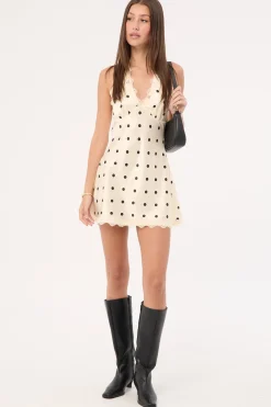 Stars Align Mini Dress Cream Polka