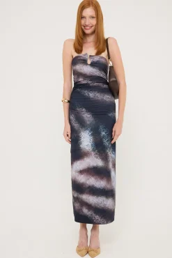 Stasia Printed Strapless Jersey Midi Dress Black Print
