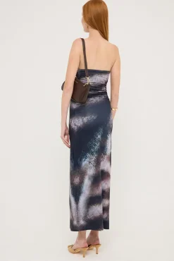 Stasia Printed Strapless Jersey Midi Dress Black Print