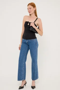 Stasia Strapless Jersey Top Black