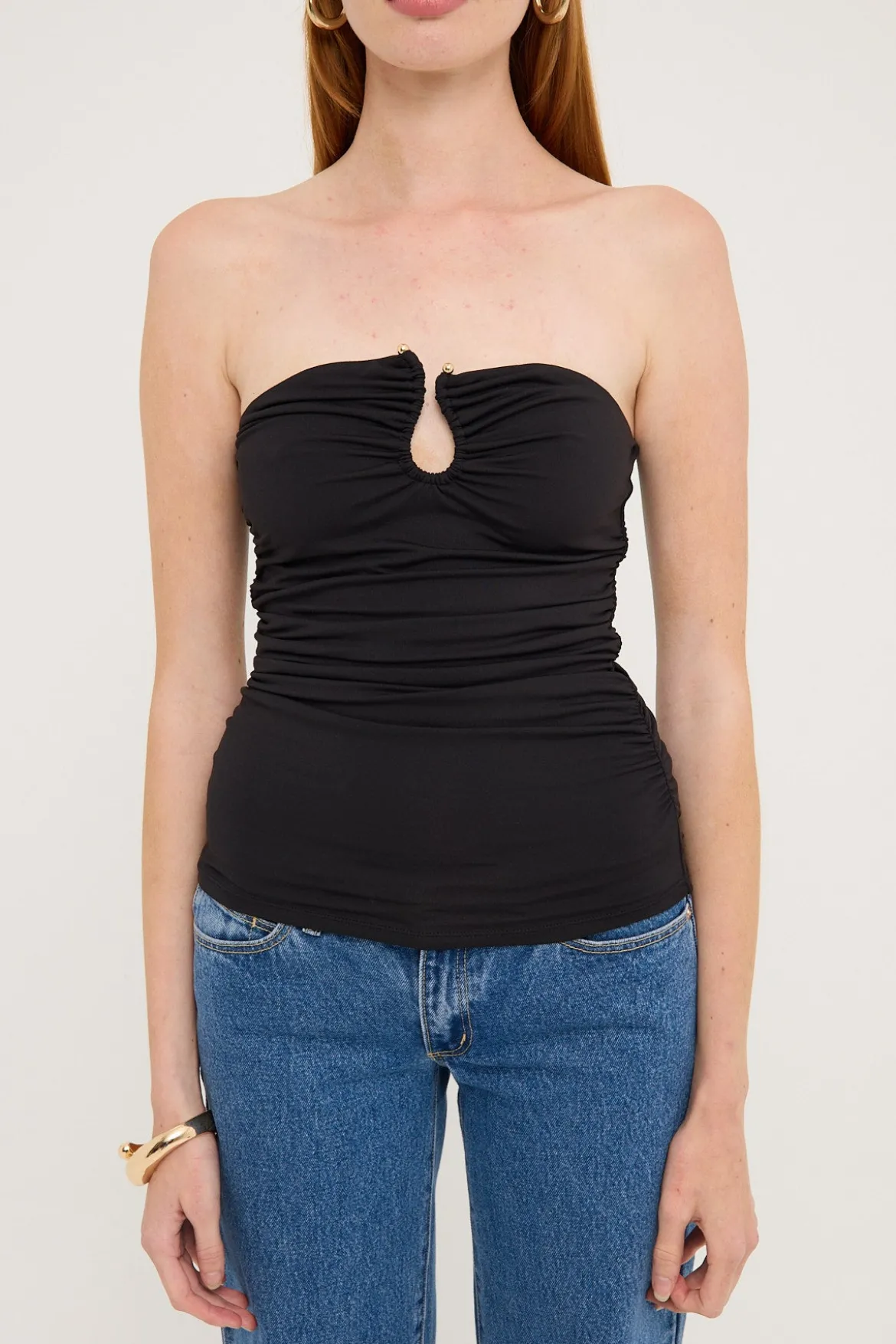 Stasia Strapless Jersey Top Black