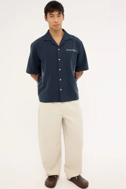 Stem Boxy Cropped Resort Shirt Navy