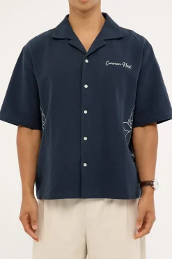 Stem Boxy Cropped Resort Shirt Navy