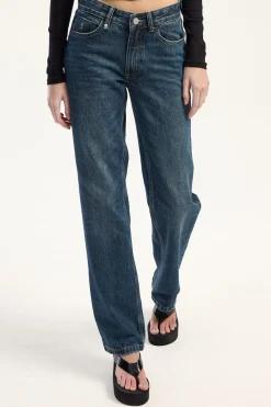 Stevie Mid Straight Jean Teal Blue Used