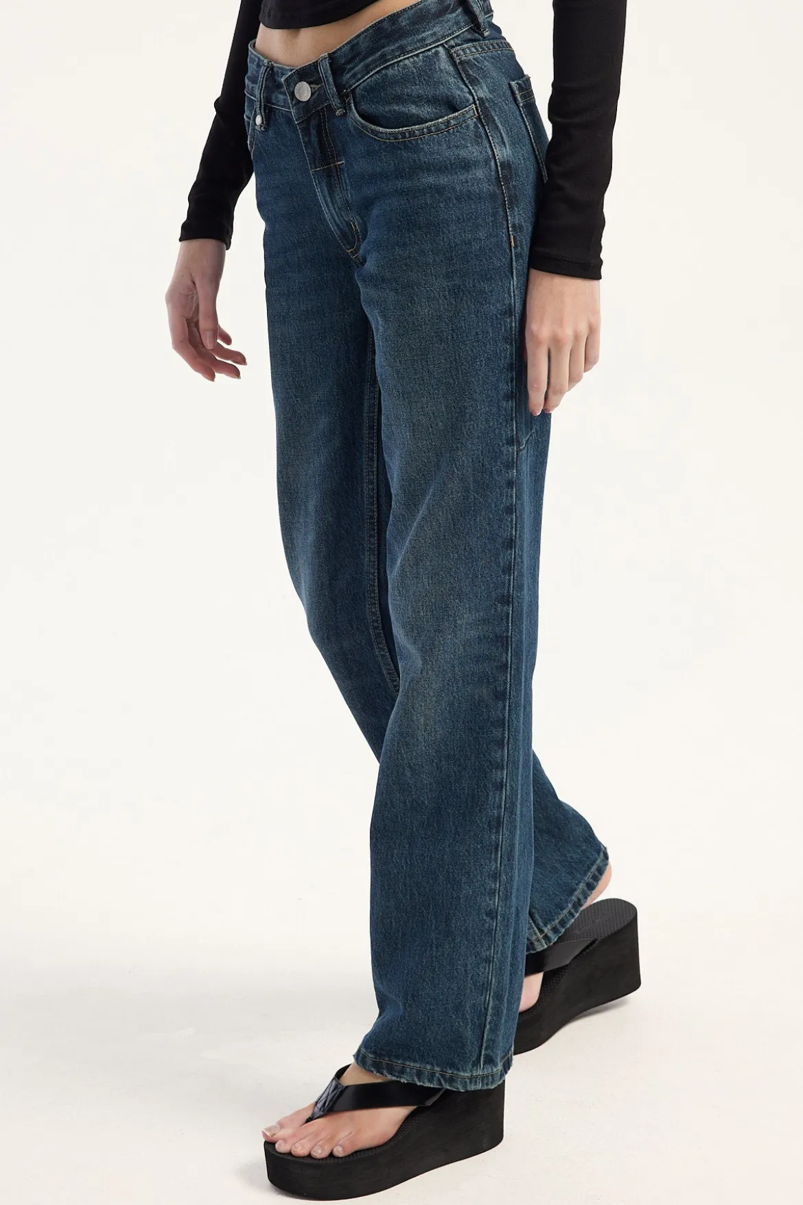 Stevie Mid Straight Jean Teal Blue Used