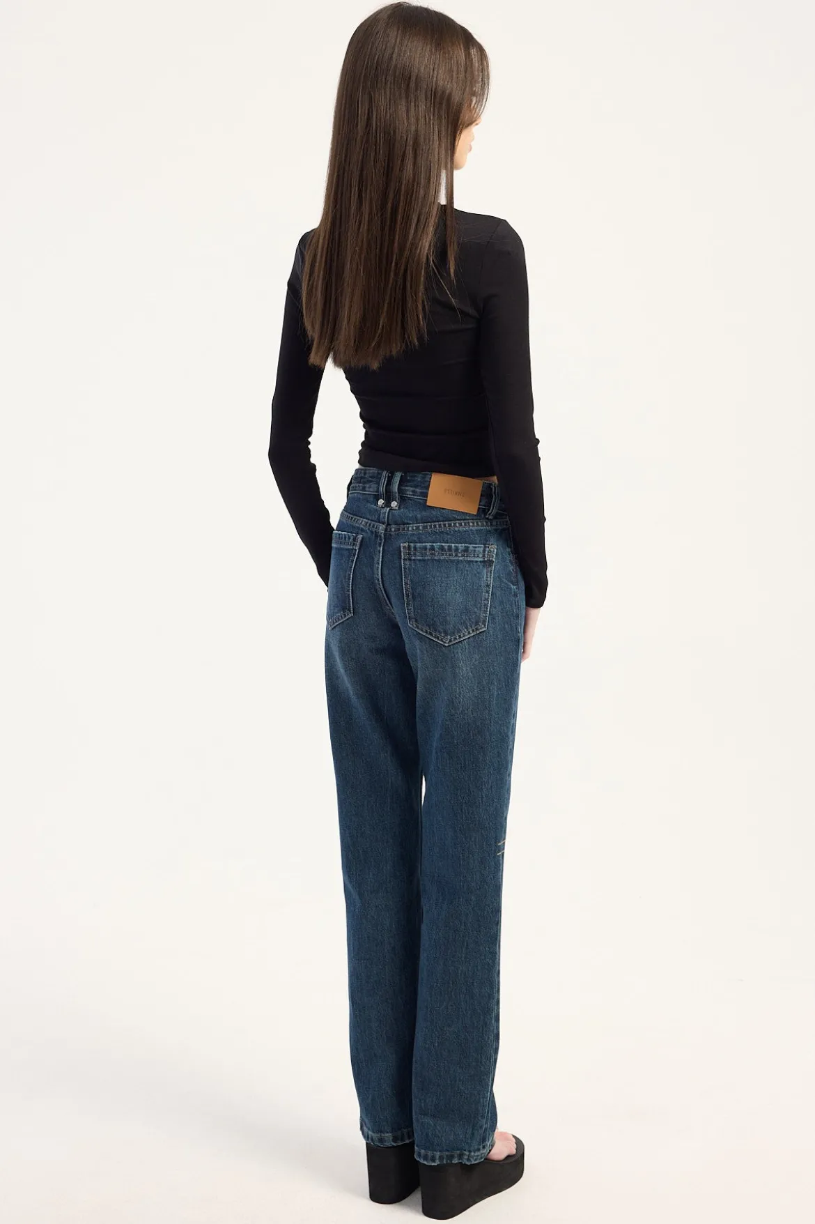 Stevie Mid Straight Jean Teal Blue Used
