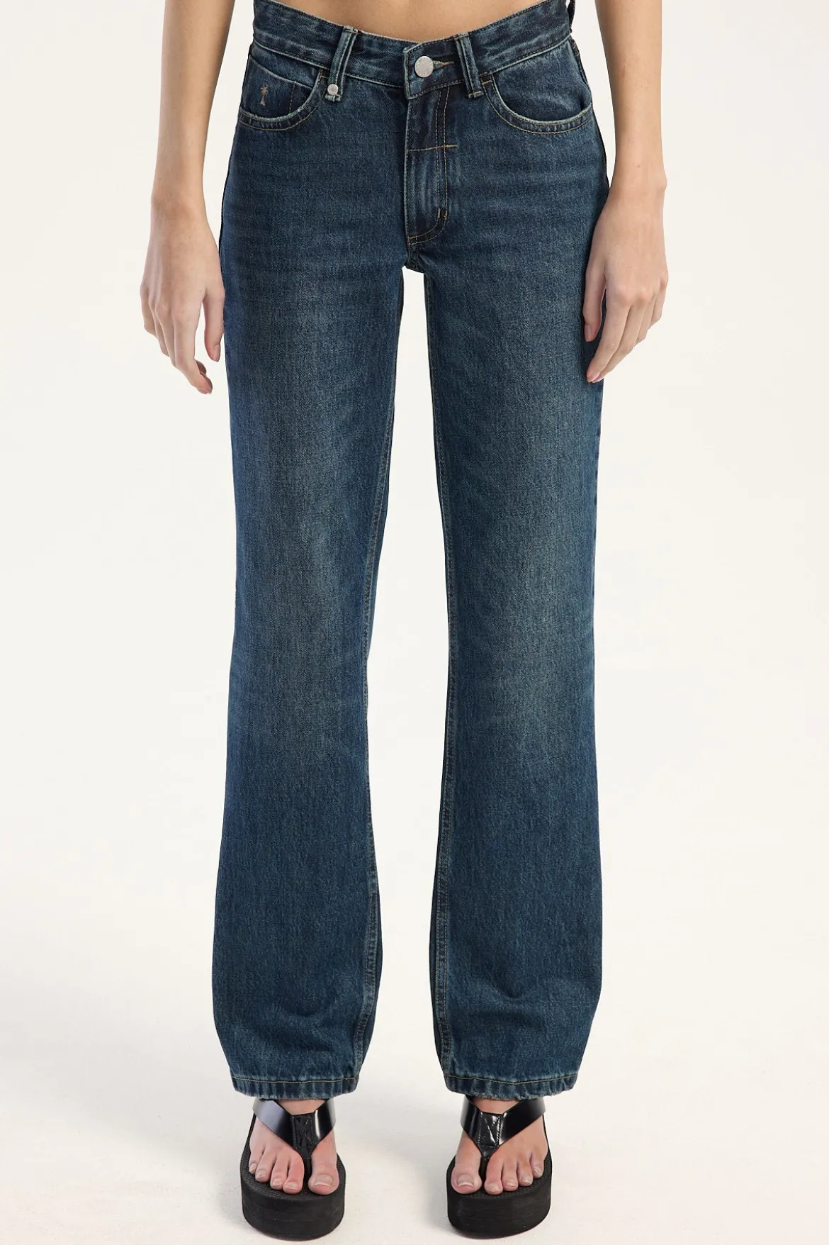 Stevie Mid Straight Jean Teal Blue Used